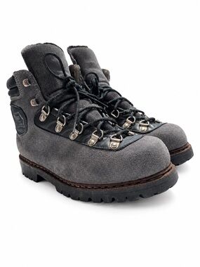 Vtg Swiss HENKE Mountain Hiking Boots In grey-Sz 9